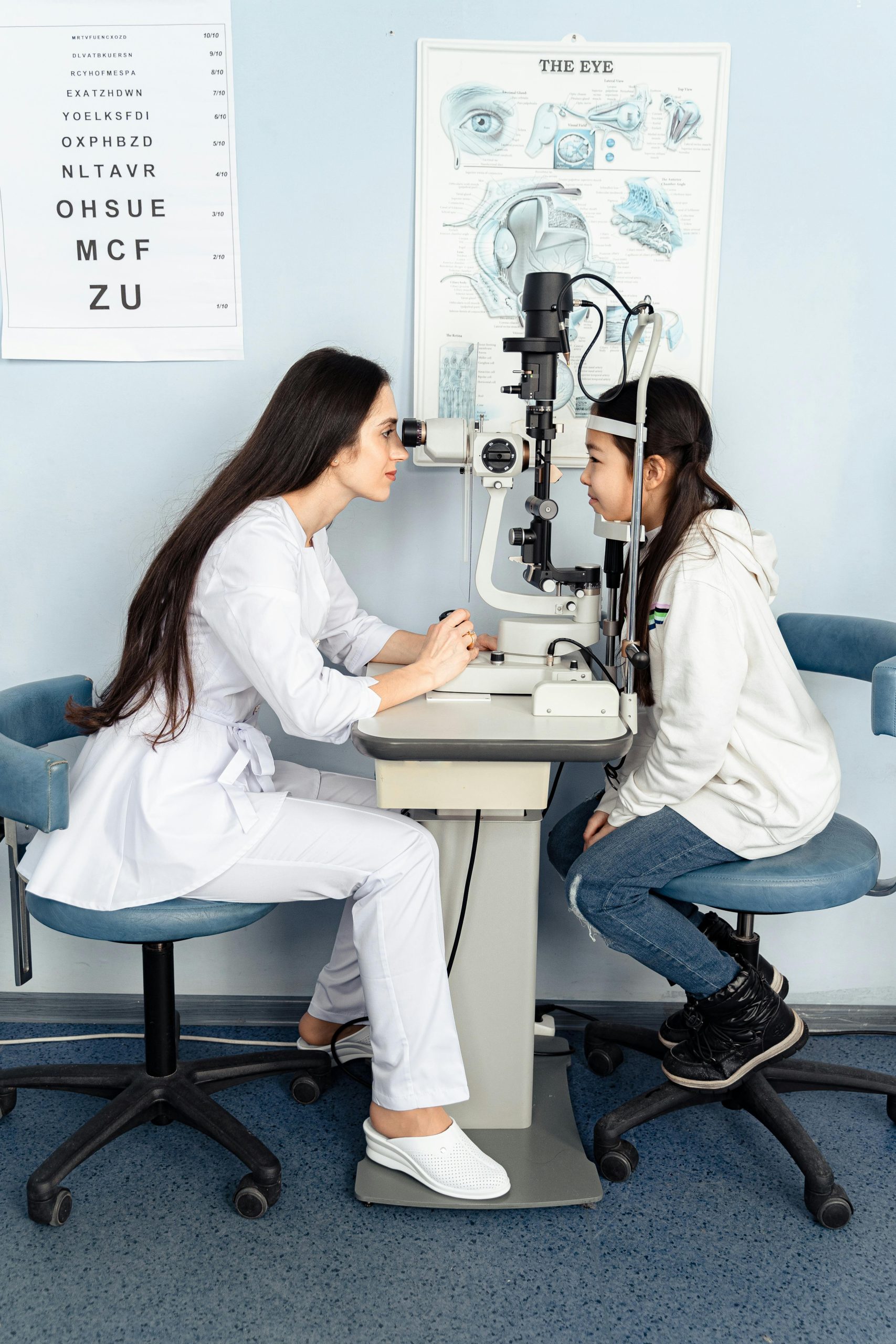 a girl having an eye exam